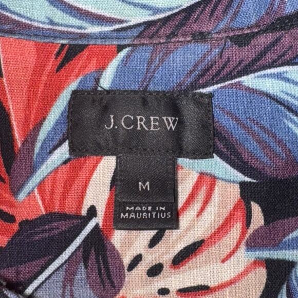J.CREW Linen Hawaiian Collar Floral Retro Short sleeve Button Shirt Men's Size M - Picture 4 of 7